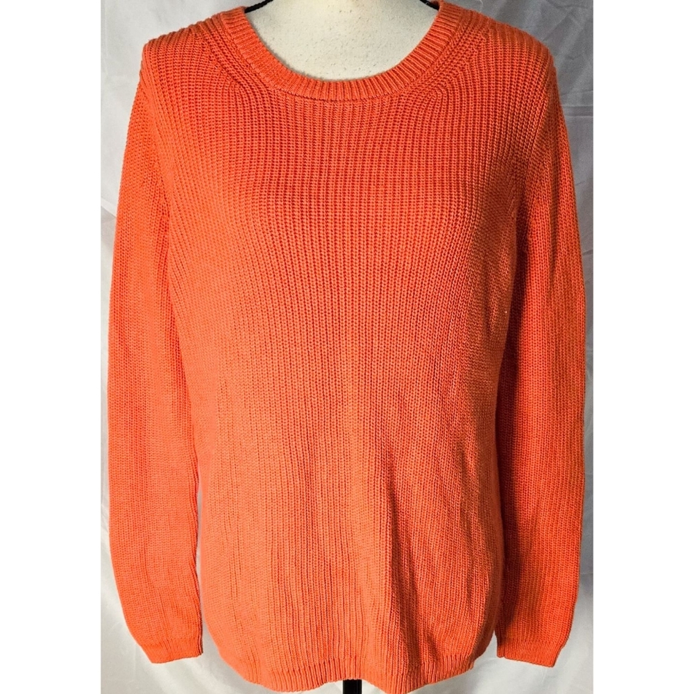 525 America Orange Knit Sweater Cotton Crew Neck